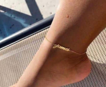 خلخال اسم مطلي ذهب – تصميم ناعم للبس اليومي