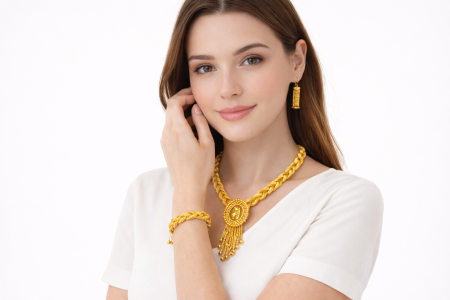 طقم مجدول فرزاتشي مطابق للذهب تماما