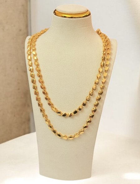 جنزير مالس مطلي بذهب اصلي طول متر