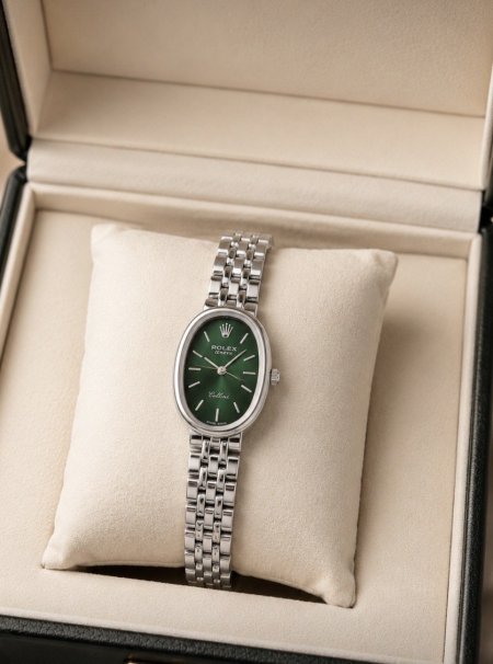 ساعه ROLEX باللون الفضي والاخضر