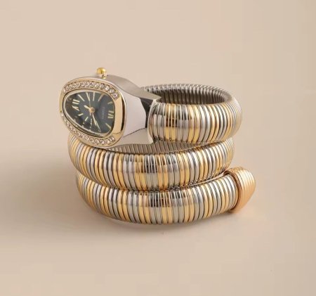 ساعه كوبي بلغاري باللون الفضي والذهبي